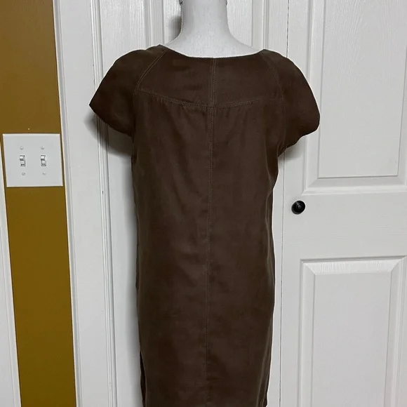 ZARA BASIC brown suede like dress; zipper in back; like new! Size Large - Picture 5 of 9